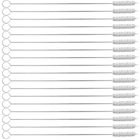 LALAFINA 20pcs Stainless Steel Straw Cleaners Brush for Drinking Straw Bottle Cleaning Tool Feeding Bottle Tube Brush