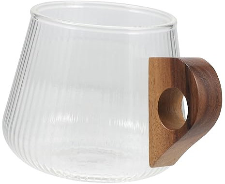 ABOOFAN Glass Tea Container Wooden Handle Mug Stylish for Restaurants Bars Weddings
