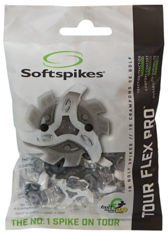 Softspikes Tour Flex Pro Golf Spikes Fast Twist 3.0-18 Replacement Spikes - Translucent White - Also Fits Tri-Lok, Slim-Lok, and Tour Lock Insert Systems