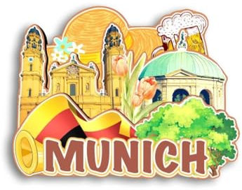 Quwsne Kühlschrankmagnet München Deutschland Kühlschrankmagnet Stadt Reise Souvenirs Touristengeschenke 3D Klassische Sehenswürdigkeiten Handarbeit Handwerk Heimdekoration - 1388