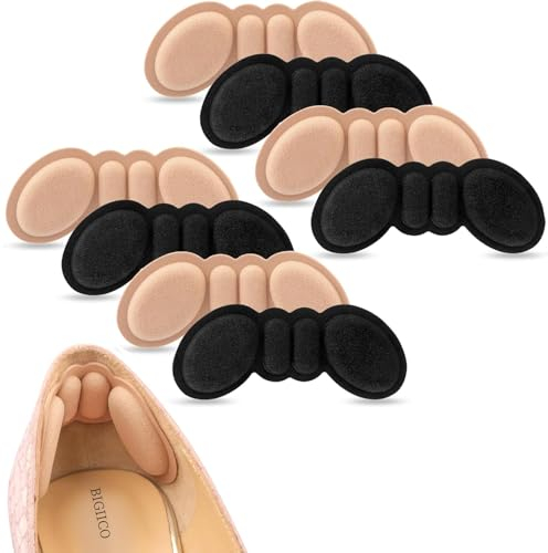 Fersenpolster Schuheinlagen -[4 Paar]Selbstklebend Fersenschutz Fersenkissen für zu große Schuhe & Stiefel Schuhfüller Heel,Gegen Reibung Heel Pads für Männer Frauen.(2 Schwarz/2 Beige)