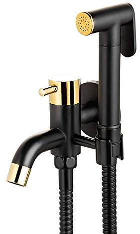 Stoffwindel-Sprühset, Messing, einzelnes kaltes Hand-Bidet-Sprühset, Toilettenset, goldene und schwarze Toiletten-Sprühset, an der Wand montiertes Badezimmer-Waschtisch-Set mit Wischmopp-Waschbecken
