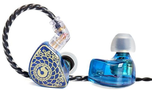 YINYOO Tangzu Wan er S.G, cuffie in-ear con cavo HiFi IEM per musicisti e audiofili, driver dinamico da 10 mm, con vestibilità ergonomica, cavo staccabile a 2 pin da 0,78 mm (blu, con microfono)