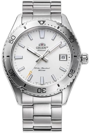 Orient Sports Mako 40mm - Orologio Da Uomo Automatico a Carica Manuale Impermeabile Bracciale e Cassa In Acciaio Metallizzato Quadrante Bianco - RA-AC0Q03S30B RA-AC0Q03S