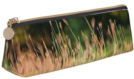 DEXNEL Grasses View - Astuccio porta matite in pelle, organizer per cancelleria, astuccio per trucchi portatile, Bianco, One Size, Astuccio per trucchi