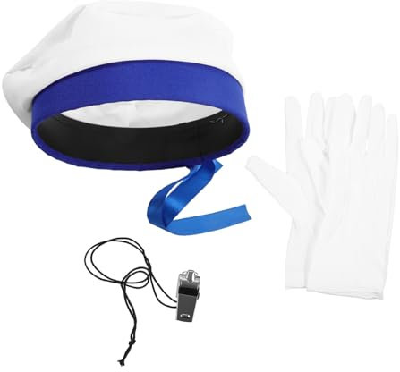 Holibanna 1satz Matrosen Kostüm Verstellbare Matrosenmütze Mit Handschuhen Und Pfeife Cosplay Zubehör Für Karneval Halloween Und Mottopartys Unisex Nautik Outfit
