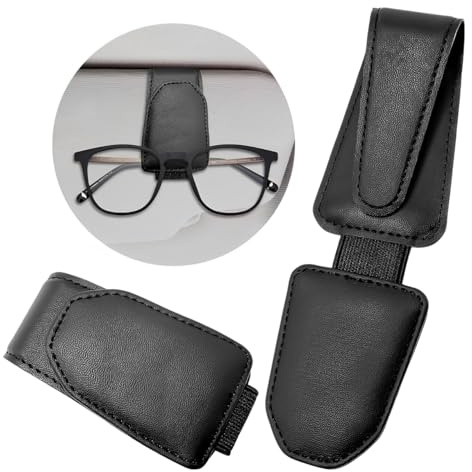Xpieoyrm 2 Pack Brillenhalter für Auto Sonnenblende, Sonnenbrillenhalter Auto, Magnetischer Leder Brillenhalter Clip, Auto Brillenhalterung Ticket-Karten-Clip, Auto Visier Zubehör Karten Clip
