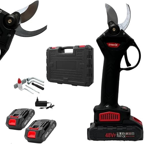 Forbici Potatura Elettriche Professionali con Valigetta - Cesoie a Batteria Ricaricabile 48V, Display LED, Impugnatura Ergonomica, Ideali per Giardino, Vigneto e Frutteto