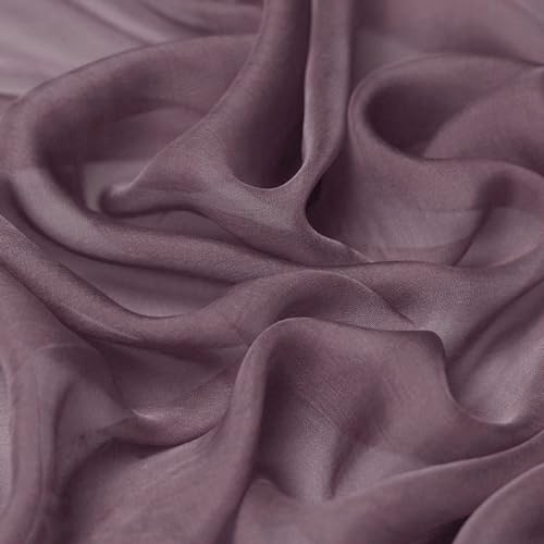 CISULI Pure 100% Silk Chiffon Fabric,Transparent Thin Tulle Material,6 Momme,Width 140cm,Lightweight,Anti-Allergy (XY35, Price for 0.5meter)