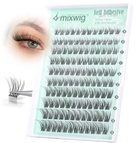 Selbstklebende Wimpernbüschel Natürliches Aussehen Wispy Pre geklebt Wimpernbüschel C-curly 10-16MM Kein Kleber erforderlich Cluster Wimpern 120 Stück von Lvmixwig