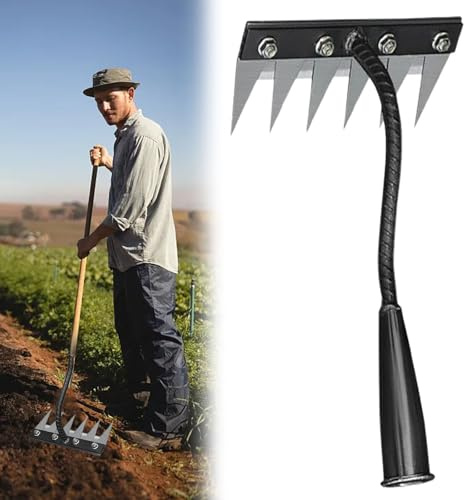 5/6/7/8 Dents Rateau De Désherbage, Détachable Outil de Râteau de Désherbage, Râteau De Jardin en Métal Très Résistant, RâTeau en MéTal Durable pour Terre Et Pelouse (6 Dents)