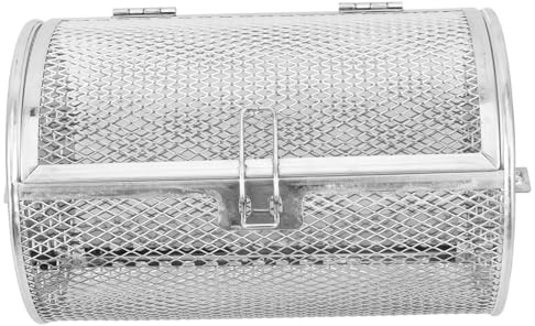 COLLBATH Drehspießkorb zum Rösten von Nüssen und Fleisch Edelstahl mit Verschließbarer und Beweglicher Tür Metallgitterkäfig für Airfryer und Backofen in Küche