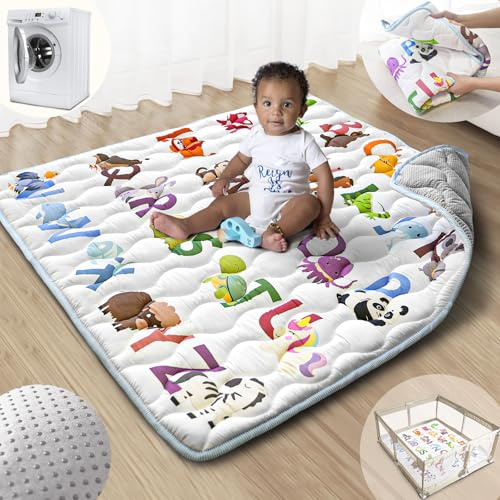 Beavtaens Baby Play Mat, 43x43 Playpen Mat with Machine Washable