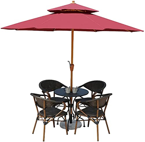 Grande Table Basse de Parasol de Patio, Parapluie de parashe à Grains en Bois de 9 Pieds / 2,7 m avec des côtes évent