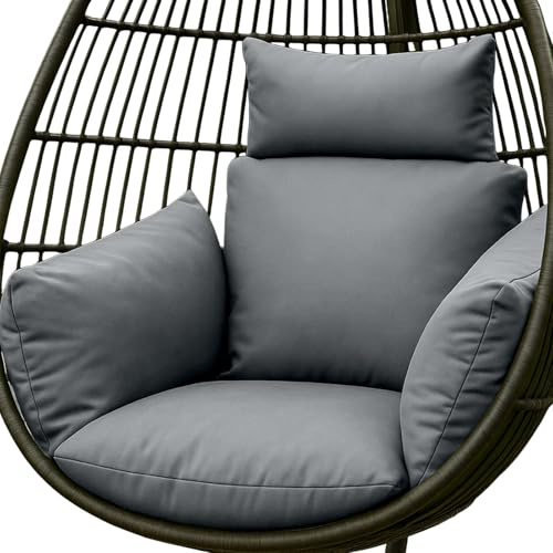HOMESCAPES Coussin imperméable pour Fauteuil Suspendu extérieur, Coussin de Rechange pour Fauteuil œuf - pour terrasse, Jardin et Balcon - Gris