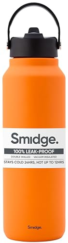 Smidge Large Insulated Water Bottle 1.2L Citrus – BPA-Free Stainless Steel Reusable Flask with Sipping lid, Leakproof, Vacuum Sealed for Hot & Cold Drinks