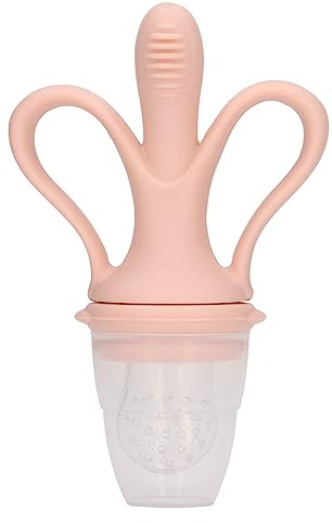 Asixxsix Alimentador de Comida de Bebé, Chupete Congelable de Frutas, Grado AlimioTio Seguro Reduce El Dolor de la Denticiónico Juguete de Dentición de Silicona con Orificio y Asa (PINK)