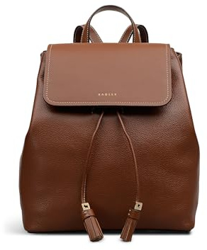 RADLEY London Noble Alley Women's Leather Small Flapover Backpack, Cognac