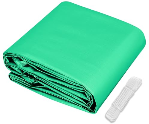 Lona Impermeable 200 x 800 cm Resistente a Las Heladas Multiusos Techo de Piscina Lavable Cubre Muebles Jardín, Barbacoa, Leña, Aísla Humedad Suelo, Camping, Verde