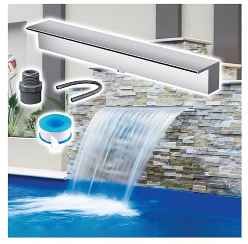 Generisch Gartenbrunnen-Set aus Edelstahl – Wasserfall mit Poolauslauf für Terrasse, Garten, Spa, Koiteich, Altstadt-Dekoration, perfekt für Gartenbrunnen