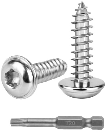 LiangSanXin 150 Vis Torx M4x16 Inox, Tête Ronde, Autotaraudeuses, T20 | Vis autotaraudeuses Torx en acier inoxydable M4x16, tête bombée ronde. Idéales pour bois et mécanique. Foret T20 inclus.