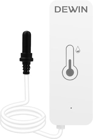 DEWIN WLAN Smart Thermometer Hygrometer, Temperatur- und Feuchtigkeitssensor T01 mit 1m Sonde Unterstützung der Intelligente Fernüberwachung APP-Alarm und Datenaufzeichnung
