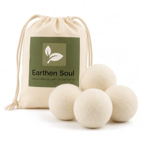 Laundry Wool Dryer Balls - Natural Fabric Softener, Reusable, Reduces Clothing Wrinkles & Saves Drying Time. Better Alternative to Plastic Balls and Liquid Softener Pack of 4 | Reusable & Eco-Friendly