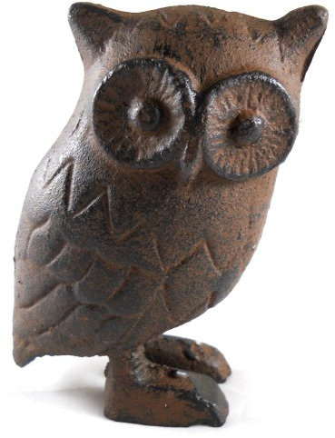 Cast Iron Owl Figurine Statue - Brown 4.5 Tall