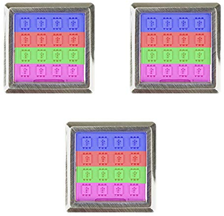 kalb Material für Möbel LED RGB Vitrinenbeleuchtung Quadratisch 5.2cm x 5.2cm Glasbodenbeleuchtung Möbelleuchte Schrankleuchte 2Watt SET, Auswahl:3er SET, Form:Quadratisch