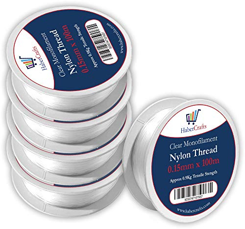 Filo di Nylon Trasparente da 0,15 mm, Invisibile, Non Elasticizzato, per Appendere Decorazioni, Artigianato, Feste, Palloncini, Archi, Perline e Pesca