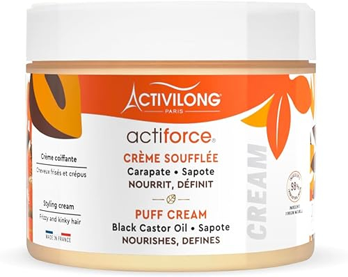 ACTIVILONG - Crème Soufflée Actiforce - Cheveux Frisés Et Crépus - Hydrate, Nourrit Et Définit - 98% D'Ingrédient Naturels - Sans Silicone, Ni Huile Minérale - Made In France - 300ml