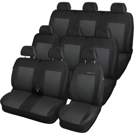Mossa Passgenaue Sitzbezüge passend für VW Transporter T6 Van 2015-2019 3E3 | für drei Reihen