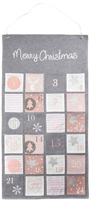 Heitmann Deco tygadventskalender God jul – modern adventskalender för fyllning och upphängning – grå rosa vit