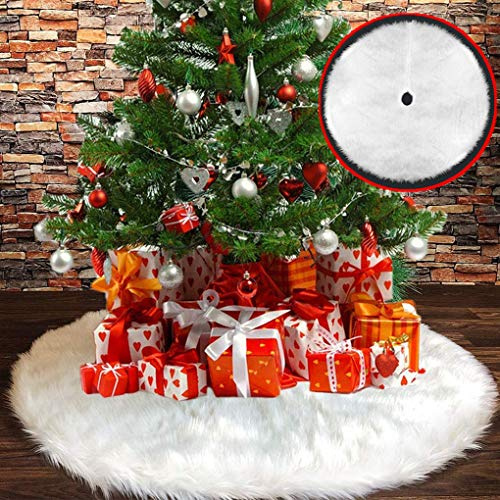 Baumdecke Weihnachtsbaum Decke, Runde Form Schneeflocke Weiß Plüsch Christbaumständer Teppich für Weihnachtsfeiertag Dekorationen, Weihnachtsbaumrock Christmas Decorations