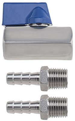 Be In Your Mind Edelstahl 8mm Schlauch Barb 1/4 Zoll Edelstahl Kugelhahn Mini Stil Anschluss NPT Buchse x Stecker Absperrventil 8mm