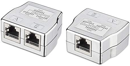 kwmobile 2X Divisor de Cable de Red - Distribuidor Doble de conexión LAN 2 a 1 - Adaptador de Enchufe RJ45 CAT5 Ethernet CAT6 LAN - Hembra a Hembra