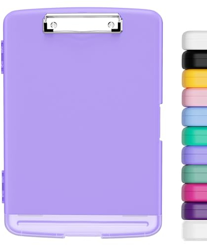 Hnogri porte-bloc a4 Avec pince de rangement, ouverture latérale du porte-bloc pour soins infirmiers, boîte de rangement pour presse-papiers mince, taille 36 x 24.5 X 3.5 Cm, Pourpre