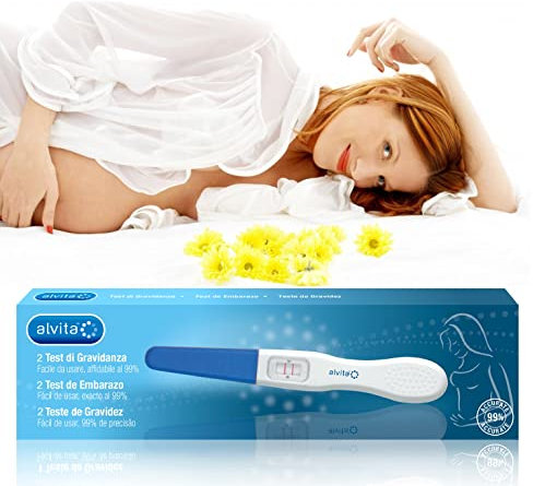 Alvita 2 Test di Gravidanza, Risultato in 1 Minuto, Accuratezza 99.5%, Test Familiare Fertilità Femminile, Pregnancy Test Ovulazione