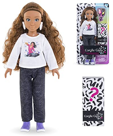 Corolle Girls Melody Shopping Surprise, Ankleidepuppe mit Ohrringen und 6 Überraschungen, Vanilleduft, 28cm, ab 4 Jahre