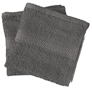Lyra Linens - Paños de franela de 100% algodón egipcio - Paquete de 2 o 4 paños faciales de 500 g/m², cuadrados de 30 cm x 30 cm, de secado rápido y absorbentes, toallas de gimnasio (gris carbón, 2)