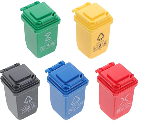 Gadpiparty Schreibtisch-Mülleimer 5Er-Pack Mini-Spielzeugfahrzeuge Die Müllwagen Sortieren Mülltonnen Kinder Schiebespielzeug Straßenfahrzeug Dekoration Modell Jungs-Spielzeug