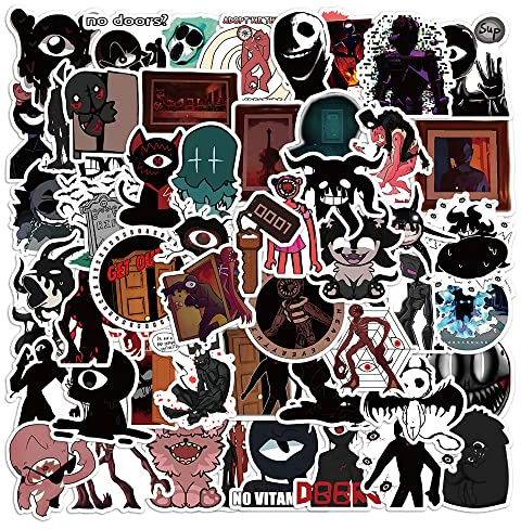 Roblox Doors Stickers for Laptop, Cars, Phone, Water Bottle, Skateboard, Suitcase, Guitar, Pad, Cute Anime Vinyl Stickers, Waterproof, Scrapbook Stickers 50pcs …