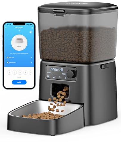 oneisall 3.5L Futterautomat Katze, WiFi Intelligenter Katzenfutter Automat, APP-Steuerung, 1-10 Mahlzeiten pro Tag, Futterspender für Katzen/Hunde, mit Edelstahlnapf