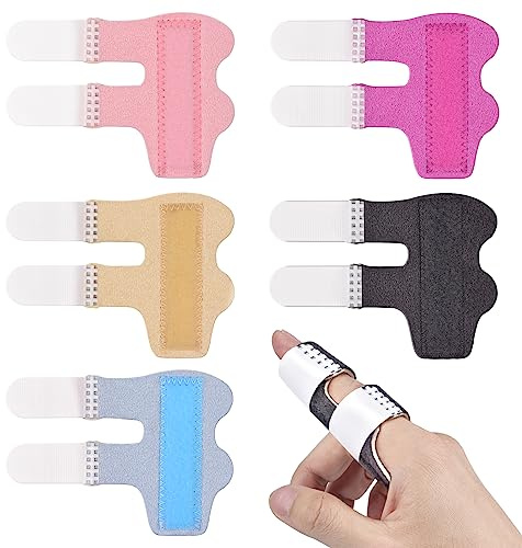 Sopito Finger Splint, 5pcs Color Finger Brace Support Stabilizer for Index, Middle, Ring Fingers Straightening Arthritis Knuckle Immobilization