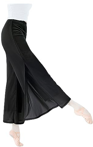 Dressnu Female Practice Pants Dance Pants Adult Open Pants mesh Classical, Black, M