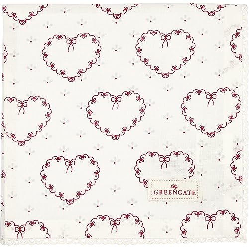 GreenGate Layla Stoffserviette mit Spitze Herz Weiss 40x40cm