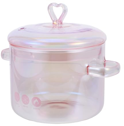 DECHOUS High Borosilicate Glass Stewing Pot Lid 1500ml Double Handle Soup Pot for Home Cooking Multi-use Kitchen Cookware for Soups and Instant Noodles