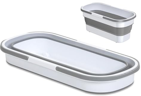 Onlynery Barreño Plegable, Cubo Plegable, Cubo fregona, Cubos Plegables con Asas, Cubo Plegable Silicona, Cesta Práctica Rectangular Plegable, Cubo de Limpieza Portátil para el Hogar, Jardín, Camping