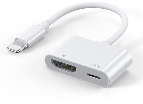 Adaptateur HDMI pour iPhone et iPad [Certifié MFi] Adaptateur AV Lightning HDMI 1080P numérique vidéo et Audio Synchronisation d'écran HDMI Câble Connecteur pour iPhone 14/14 Pro/12/11/13/X/XR/XS/7/8P