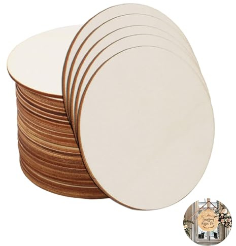 Disques en Bois, Rondelles de Bois Naturel, pour la Peinture, le Bricolage, la Décoration, les Sous-verres, L'artisanat, les Projets Diy de Noël, 20 Pièces Disques en Bois, Diamètre 10 Cm